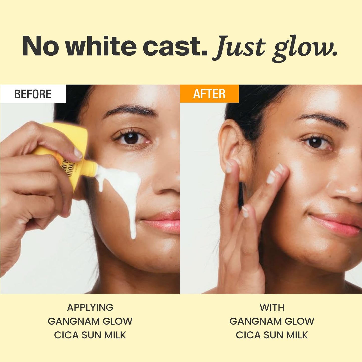GANGNAM glow CICA SUN MILK, Moisturizer with SPF 50, Invisible Broad Spectrum Sunscreen for Face, No White Cast, Sun Protection