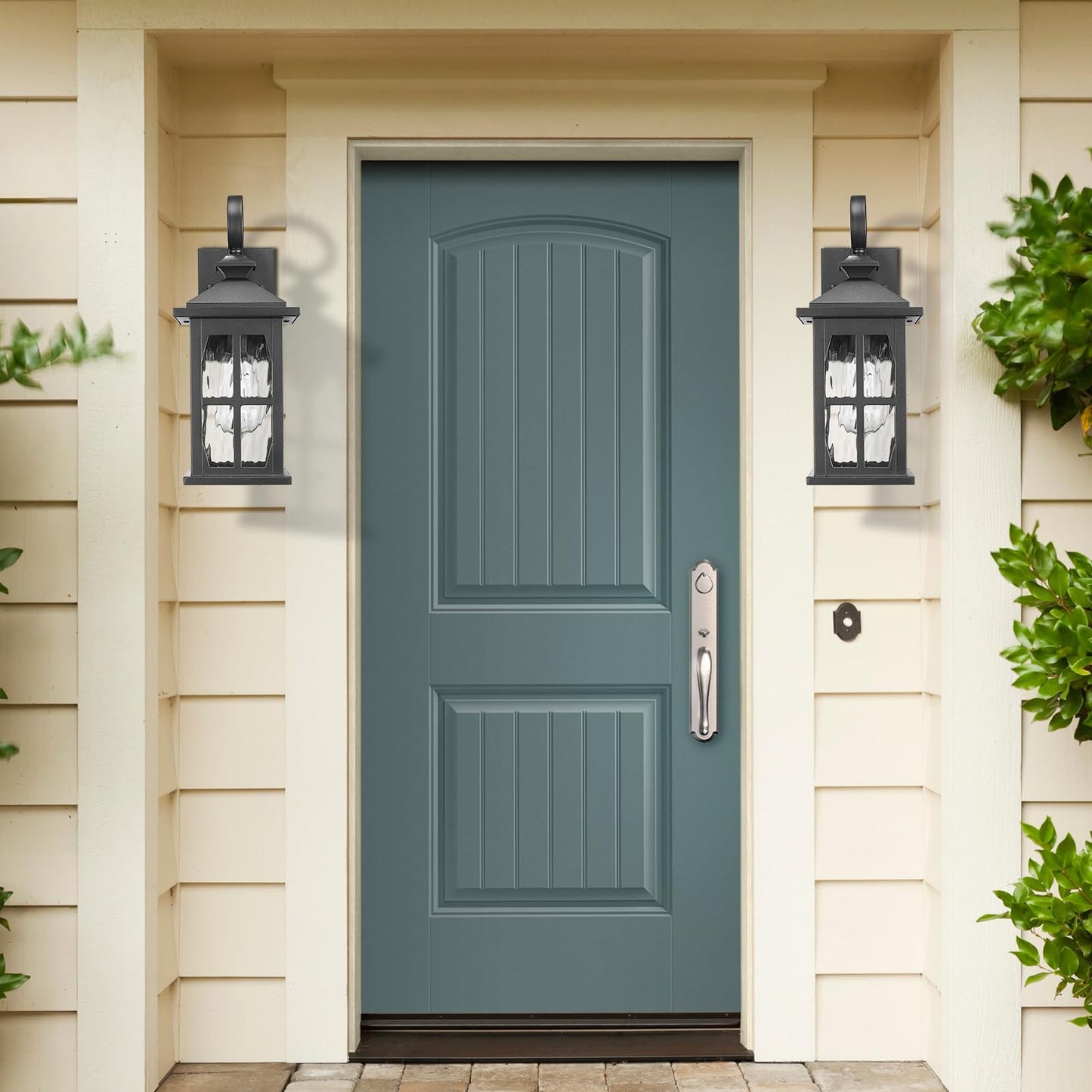 Darkaway Outdoor Light Fixtures Wall Mount  2Pcs Outside Wall Lights Exterior Lighting Fixture With Water Ripple Glass Outdoor Wall Sconce For House Porch Hallway Garage Front Door