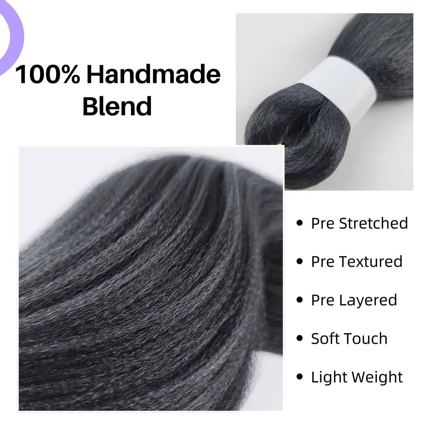 Short Black Braiding Hair Pre Stretched 14 Inch for Knotless Braids Synthetic 1B Braiding Hair for Bob Box Braids (14Inch, Pack