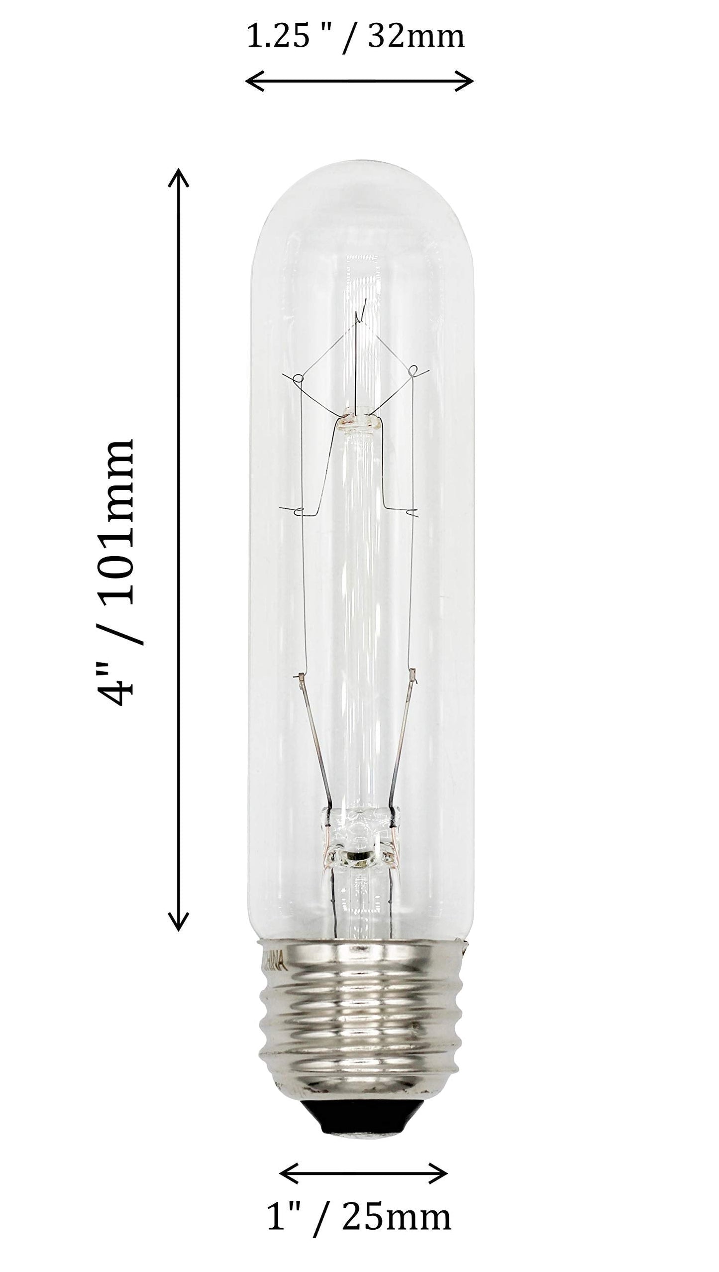 Creative Hobbies® 308 (Pack of 4) 25T10/CL - 25 Watt T10 Clear Tubular - 120V - Medium (E26) Base - Incandescent Light Bulbs