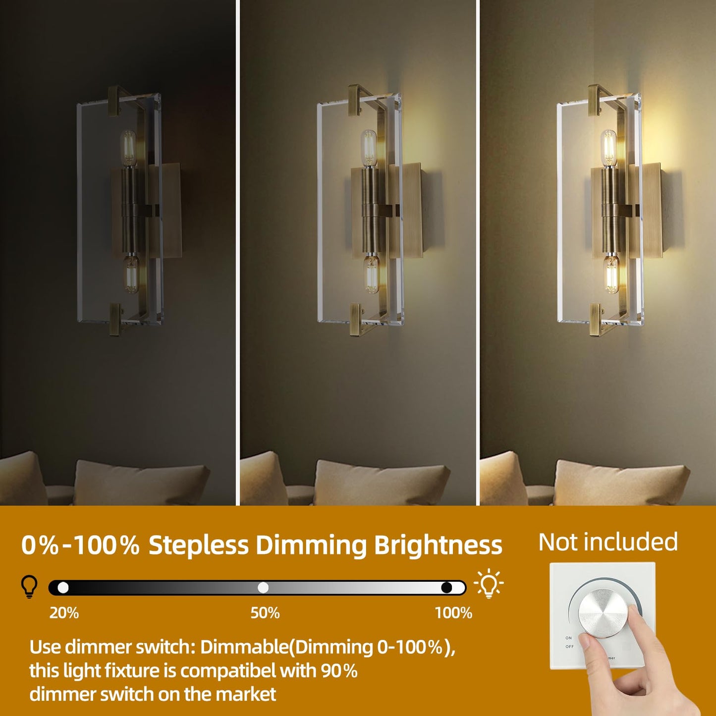 Crystal Vanity Wall Sconces Lights For Bathroom 13.5In Gold Sconces Wall Lighting Modern Brass Vanity Lights Fixture stylish Indoor Wall Sconce For Bedroom Hallway Staircase Living Room Dining Room