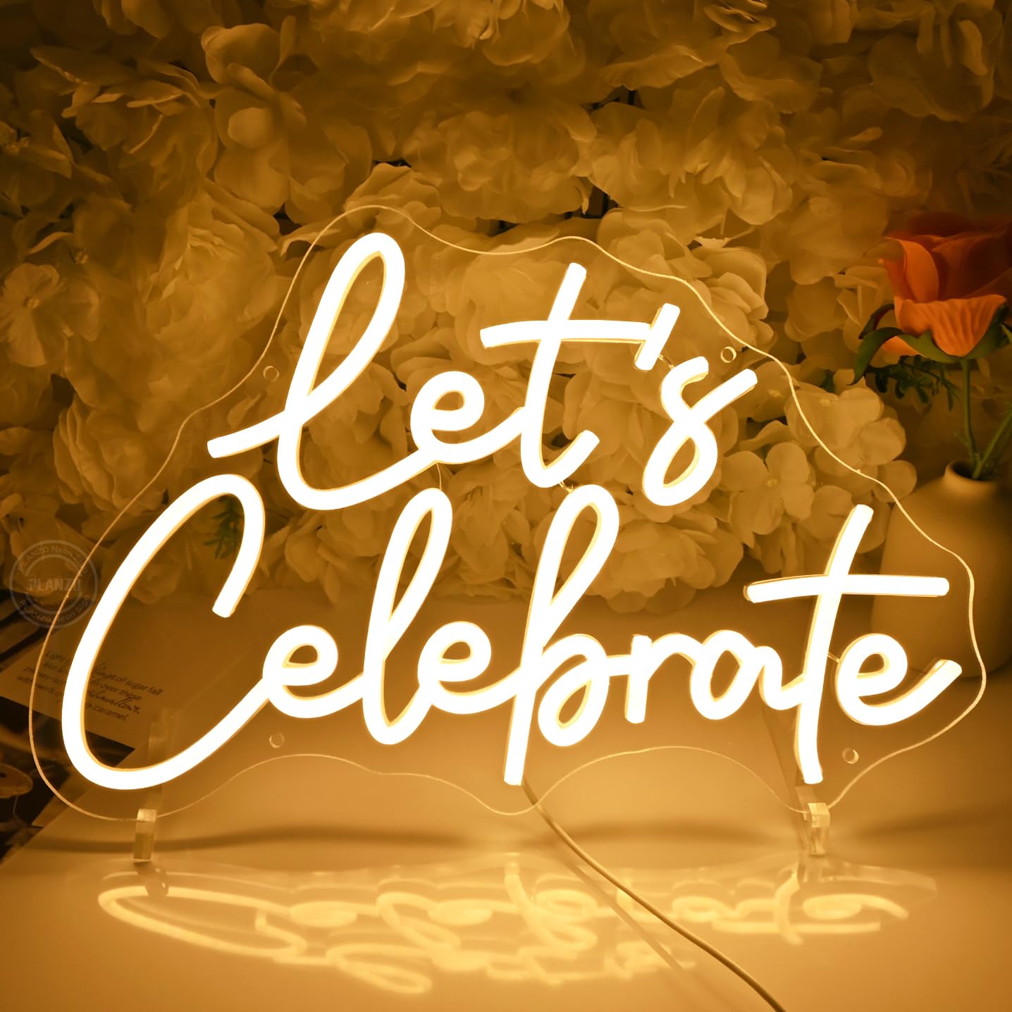 Planzo LetS Celebrate Led Neon Sign Light Wedding Gratuation Birthday Party Wall Sign Decor Backdropbedroom Bar Thanksgiving Christmas Banner Usb 15.75 X 10.16