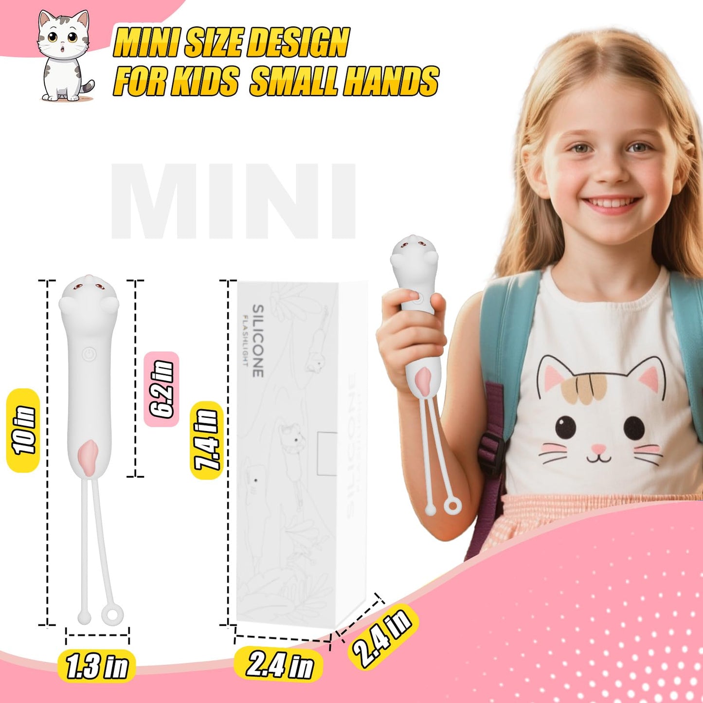 Tremdwoto Toddler Flashlight  Cute Cat Kids Flashlight For Girls & Boys  Rechargeable Led Flashlight For Camping & Outdoor Adventures  Ideal Christmas Gift For Children