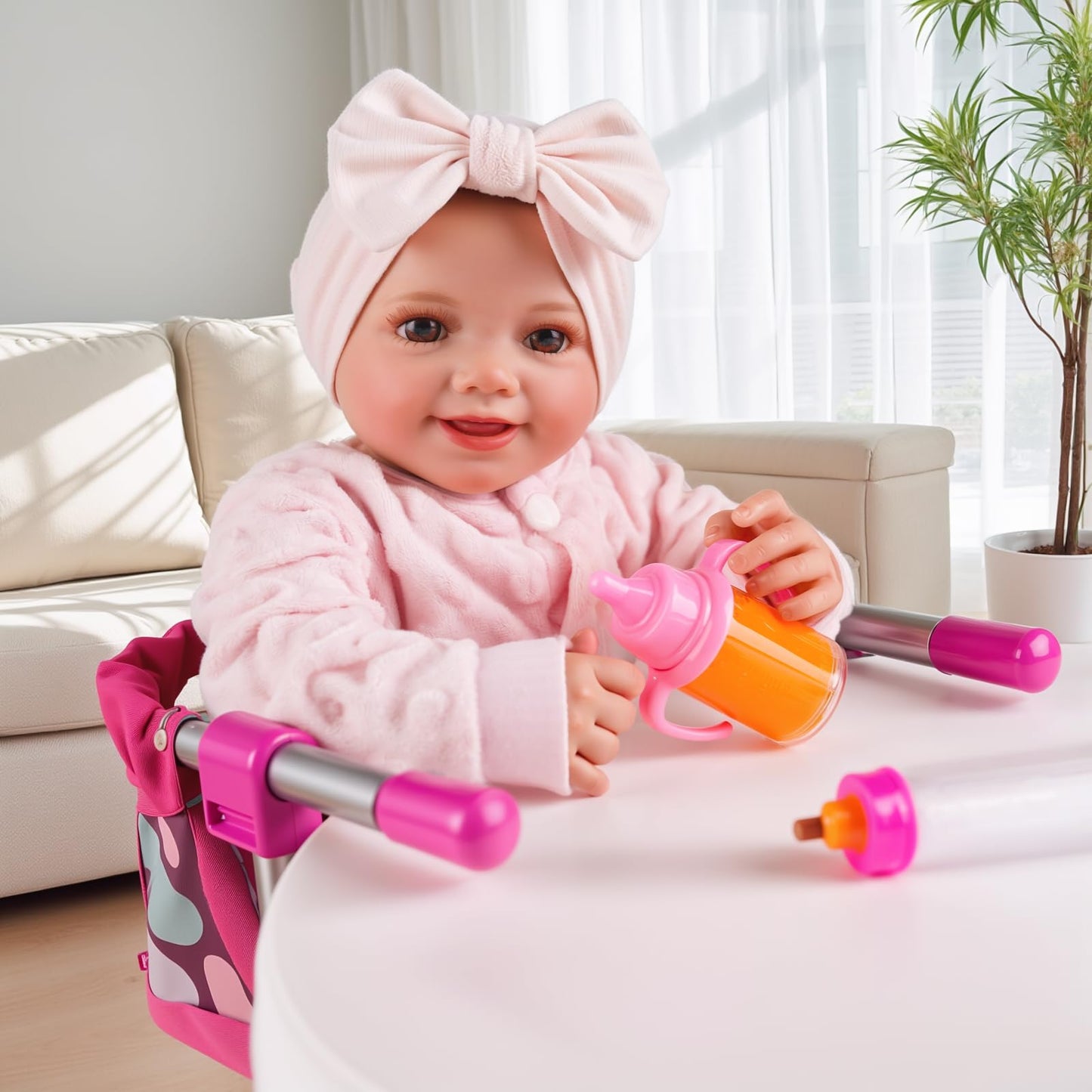 BABESIDE Baby Doll Table Seat for 12-20 Inches Dolls, Baby Doll Feeding Chair Accessories, Baby Doll Accessories Furniture fit Newborn Dolls Boys&Girls