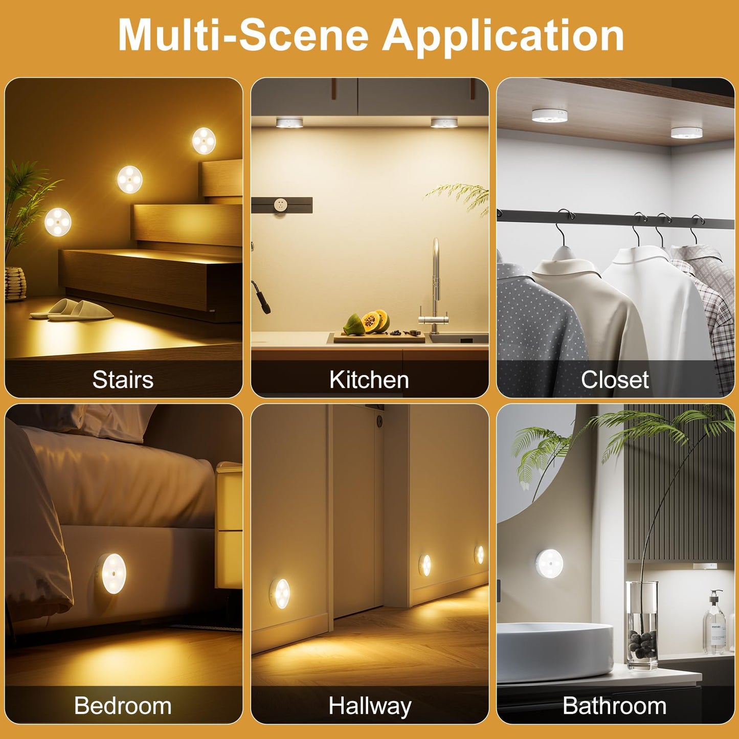 Under Cabinet Lighting  1500Mah Rechargeable Motion Sensor Puck Lights With Remote  3 Color Temper  Magnetic Stick On Light  Dimmable Under Counter Lights For Kitchen  Shelf  Closet  Stair  6Pack