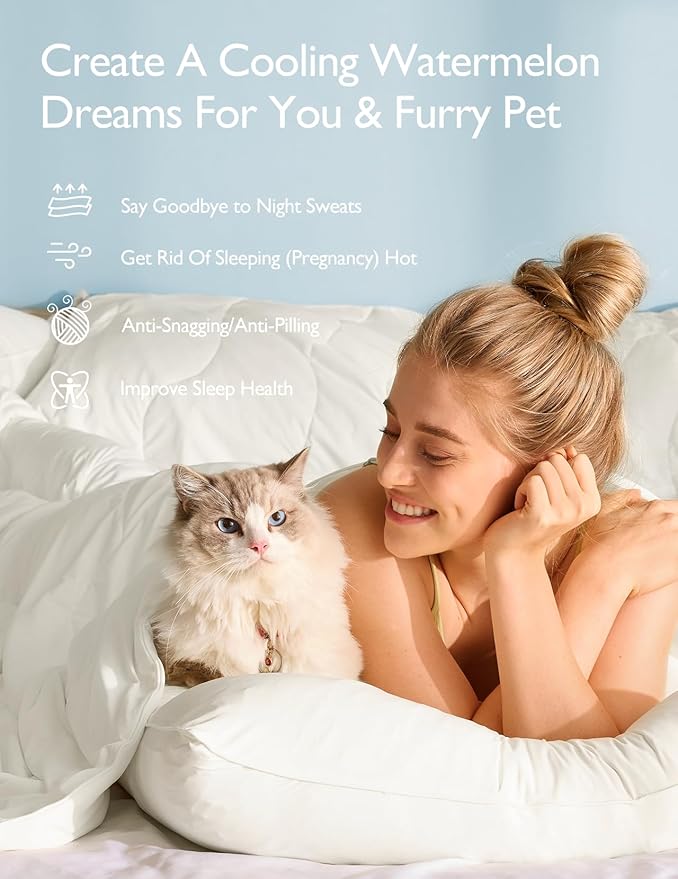 Momcozy Life CoolMurm Cooling Comforter for Hot Sleepers, King/Cali King 106"x90" Pregnancy Cooling Blanket, All-Season Lightweight Soft Breathable Cooling Quilt Duvet, Cool All Night, Ivory White