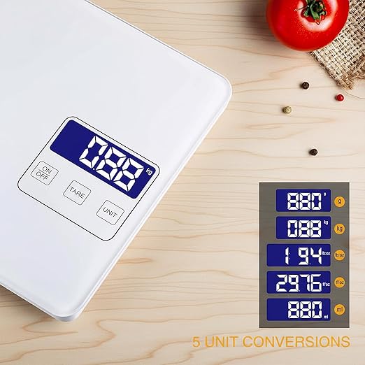 Digital Kitchen Scale with Large LCD Display&Tare Function–Precise Digital Kitchen Scale Weighing up to 33lb, Accuracy1g,Unit Switching (g/kg/ml/oz/lb),Ideal for Baking,Cooking,Food Prep and Packaging