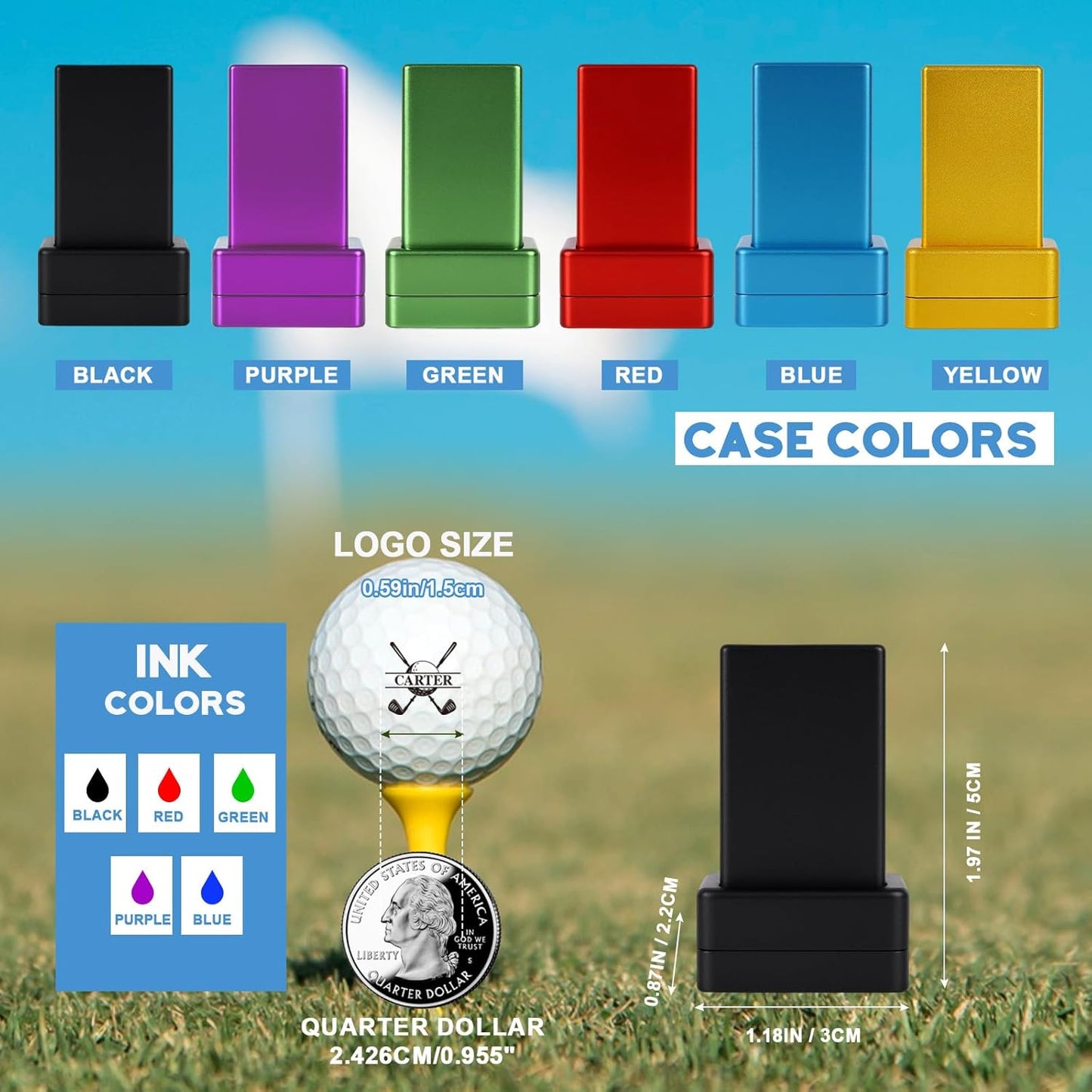 Personalized Golf Ball Stamp with Ink & Metal Box, Custom Name Self-Inking Golf Ball Marking, Golf Accessories, Gift for Golf Lover, Dad, Husband, Father's Day Birthday