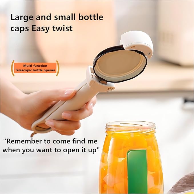 Jar Opener Bottle Opener and bottle cap opener,Multi function Retractable Magnetic Can Opener Fits Weak Hands, Arthritic Hands, Seniors,Low Strength and Children with Kitchen Gadgets（Black)