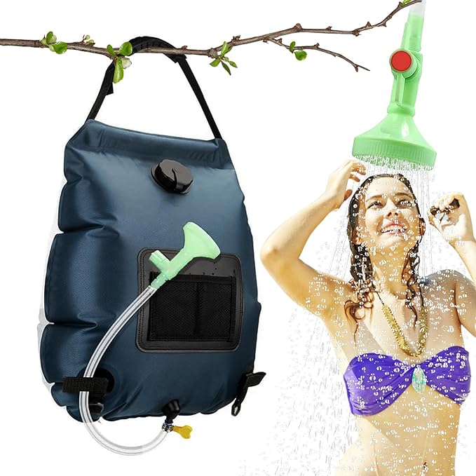 Solar Shower Bag, Solar Heating Camping Shower Bag, 5Gal(20L) Portable Camping Shower Bag, with Removable Hose and On-Off Switchable Shower Head, for Outdoor Traveling/Climbing/Hiking/Beach/Swimming
