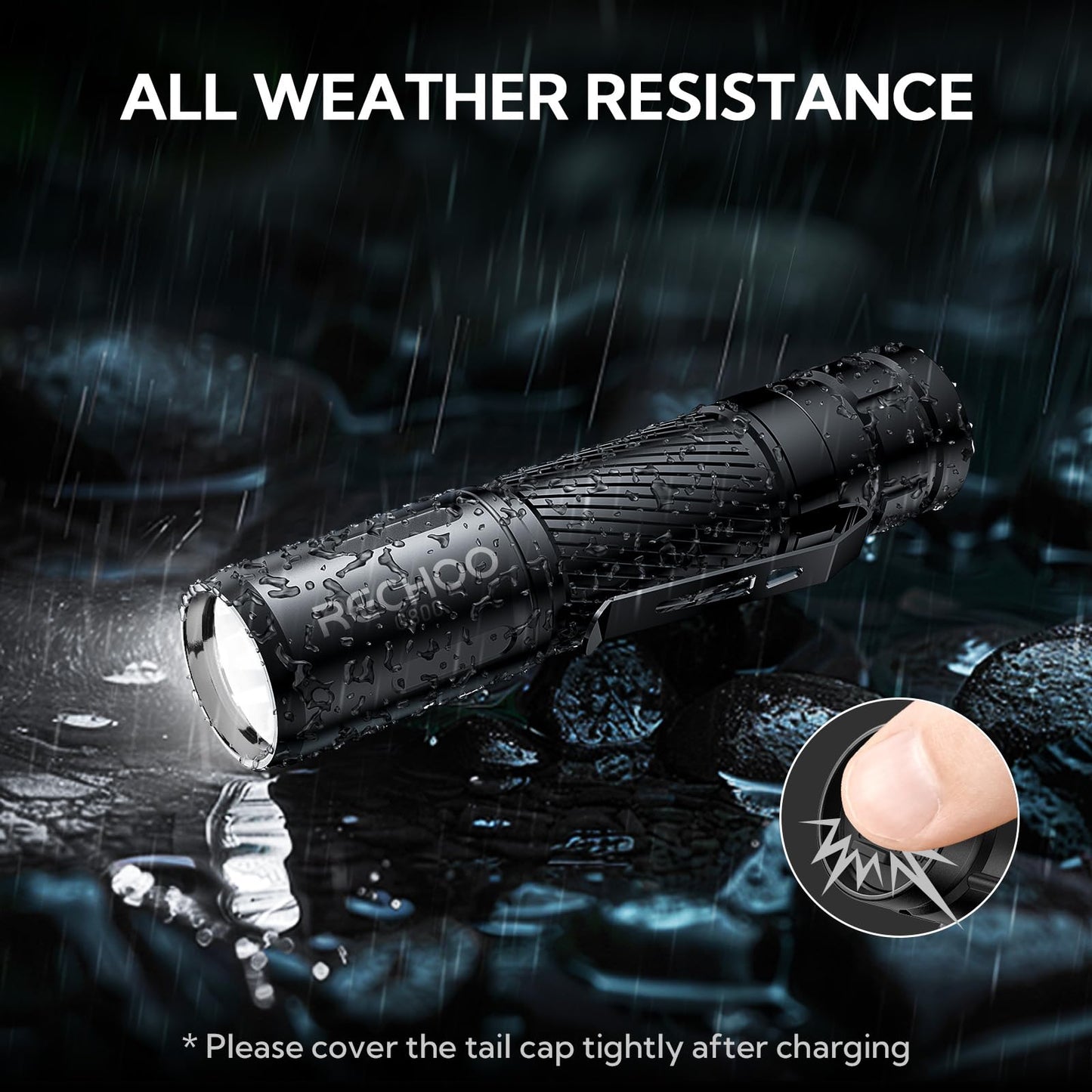 Rechoo Flashlight Rechargeable 2 Pack  500 Lumens  3 Lighting Modes & Zoomable  Small Tactical Torch Light For Edc And Emergency  Water Resistant  Duable  Included Pocket Clip & Lanyard