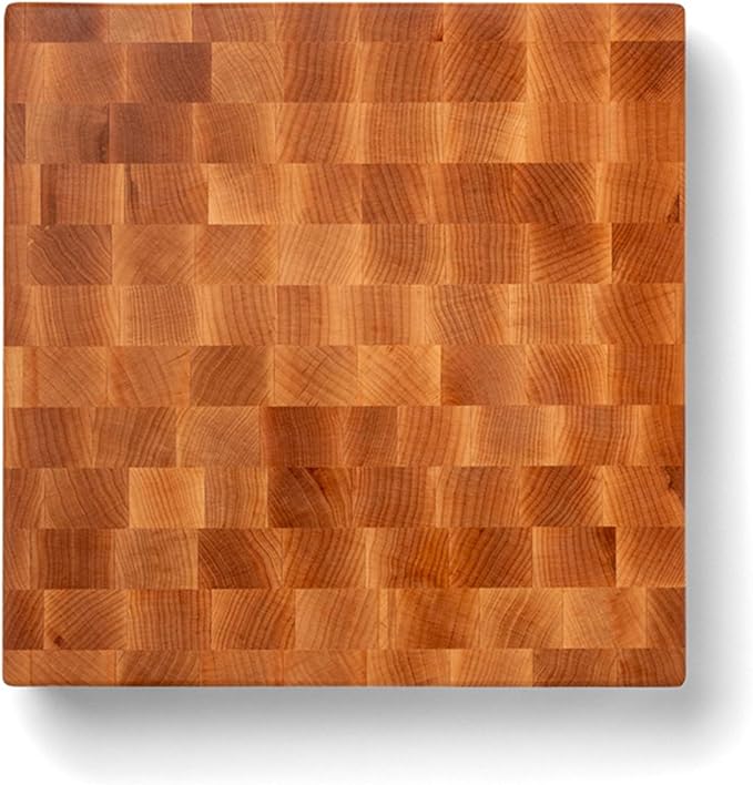 John Boos CCB Series Square Wooden Maple Cutting Board 15”x15” – 3” Thick, 19-lb Reversible Butcher Block with End-Grain & Finger Grips – Made in the USA