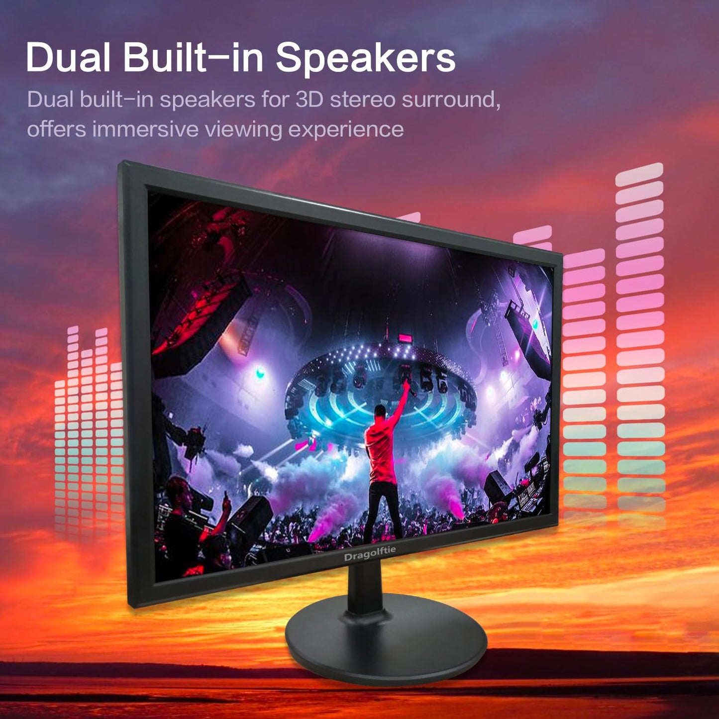 19 Inch Pc Desktop Monitor 1440X900, Dual Built-In Speakers, 60Hz, 5Ms, Computer Display Low-Blue Light Led Monitors, Hdmi, Vga,