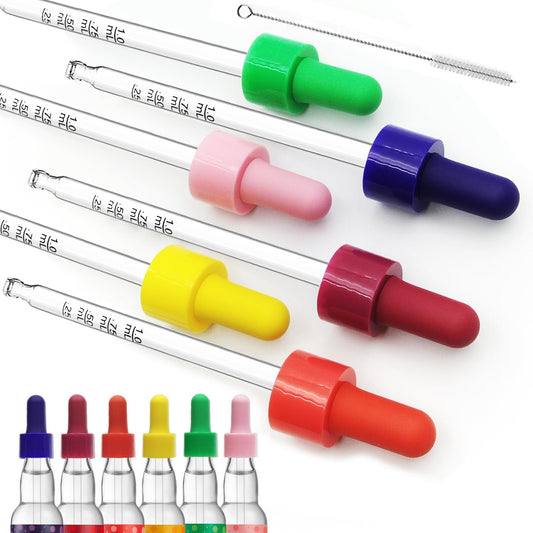 6Pcs for Bubly Drops Flavors Sodastream Glass Dropper Pipettes Compatible with Bubbly Drops Bubly Sodastream Drops for Sodastream Bottle Accessories Suit for Soda Stream Flavors Syrup-Colorful