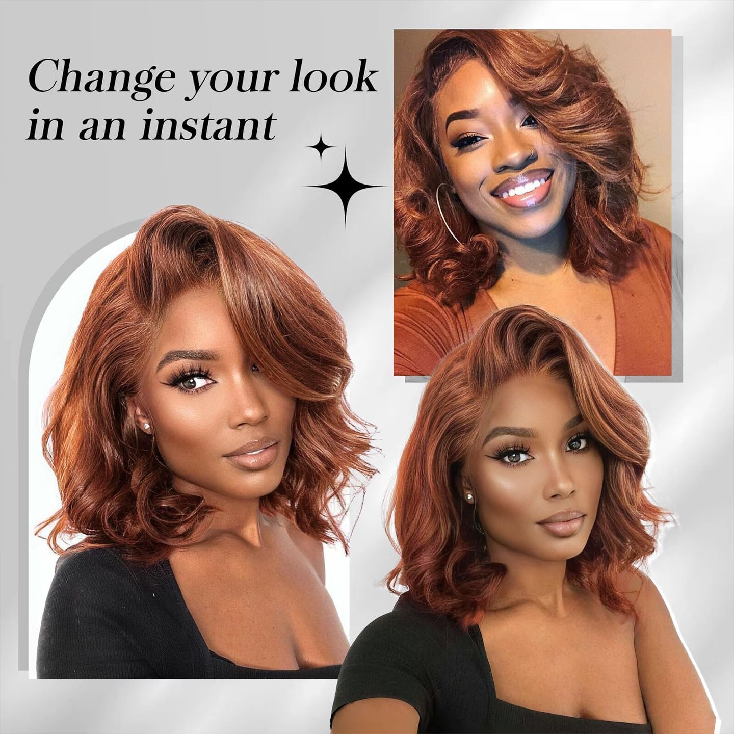 DOLLY PRETTY Chocolate Brown Lace Front Bob Wig 10Inch 13x6 Body Wave Lace Front Wigs Human Hair 200 Density Pre Plucked 4# Colo