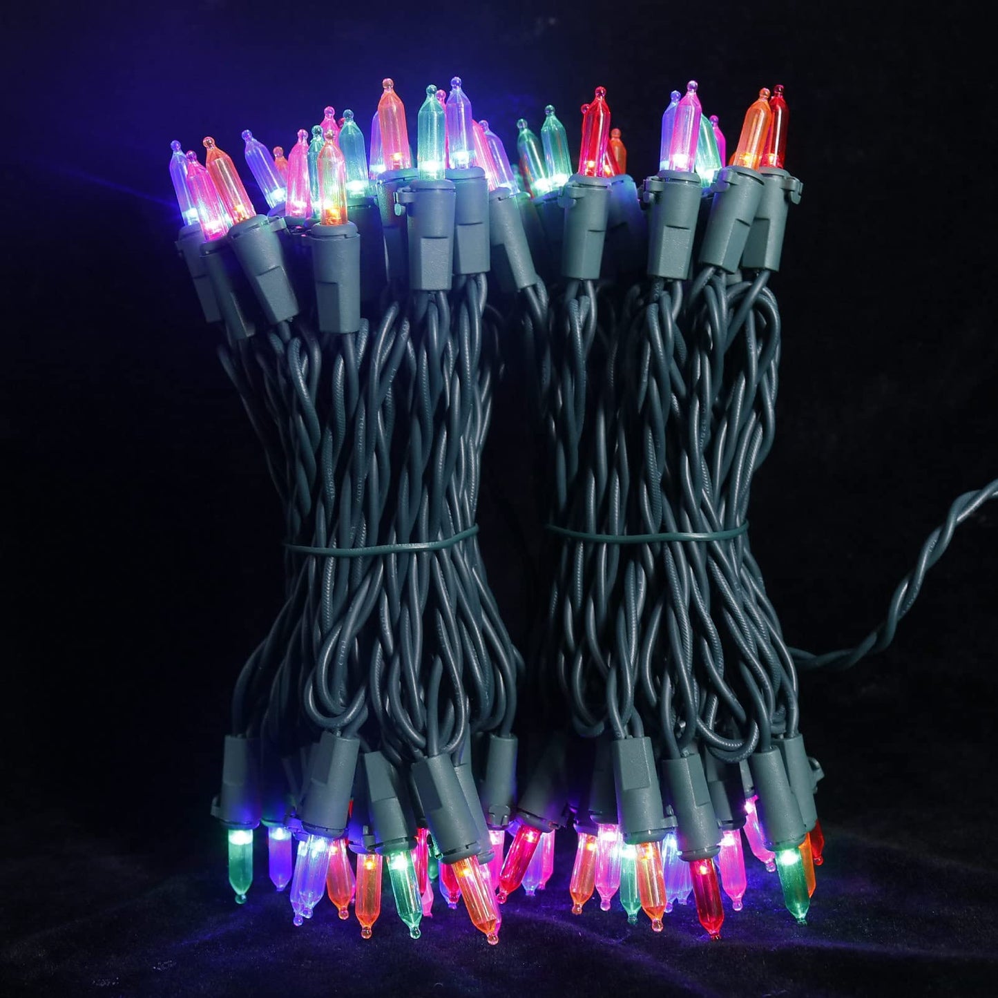 Multi-Sparking Led Christmas Lights - 66Ft, 200 Count, Green Wire, Multi-Color, Indoor/Outdoor, Model L100C/2F-A45