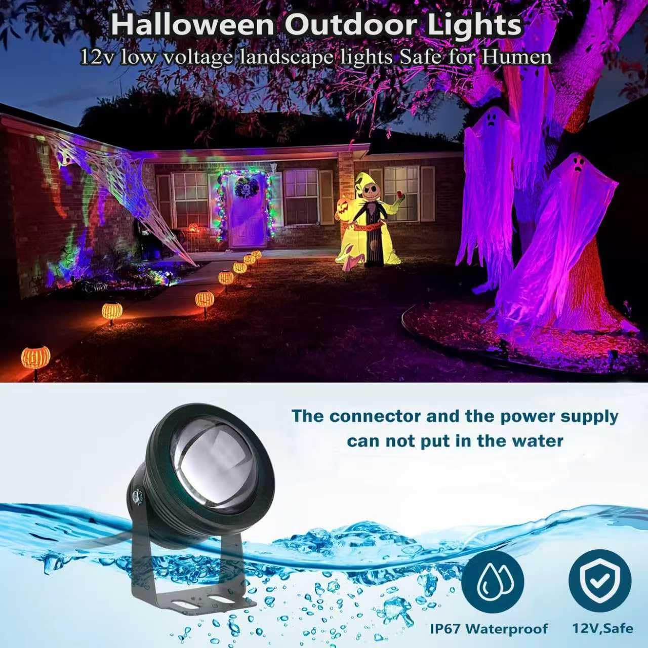 Ruicaikun 10W Outdoor Spot Lights With Remote Control, Dimmable Rgb, Waterproof For Halloween/Christmas Decor