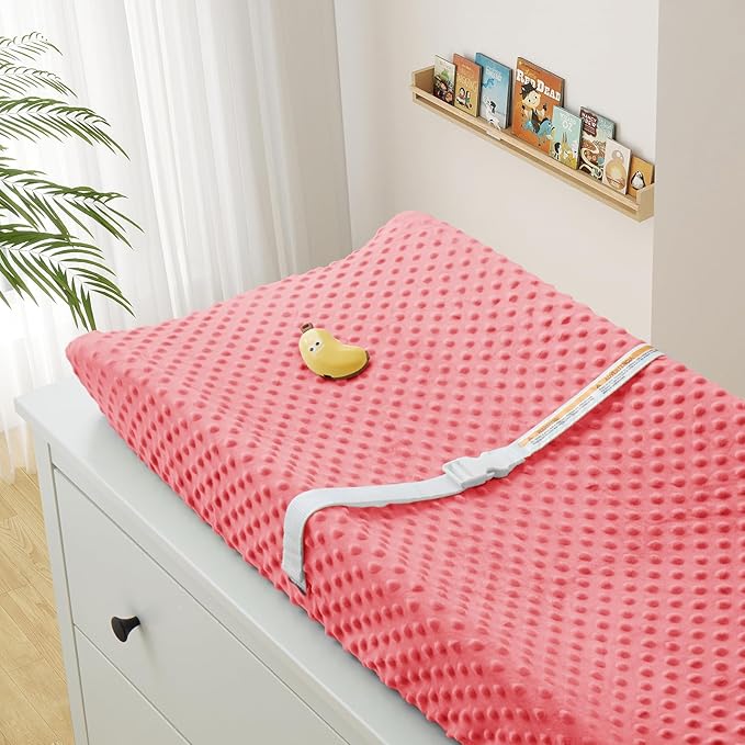 Homiest 2 Pack Changing Pad Cover, White + Pink Changing Table Sheets, Ultra Soft Fleece Minky Dot Fabric, Breathable Comfortable Diaper Pad Cover for Girls and Boys, Machine Washable