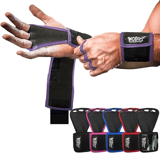 JerkFit WODies Gymnastics & Weightlifting Grips with Wrist Wraps – 3 Hole Versatile Gym Gloves for Pull Ups, Gym Training...