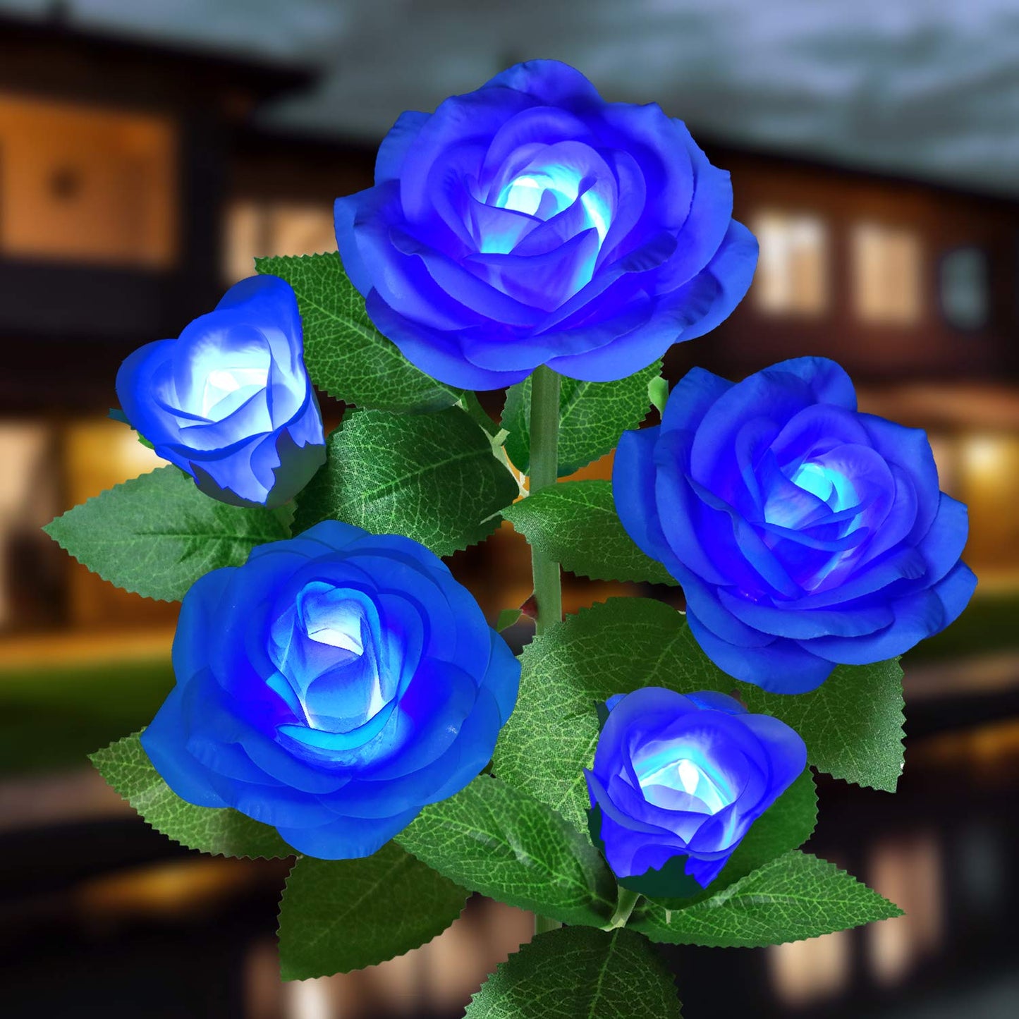 YWYWLED Solar Flower Lights - LED Waterproof Decorative Stake Lights, 1 Pack, Blue, Model 2023-5-12