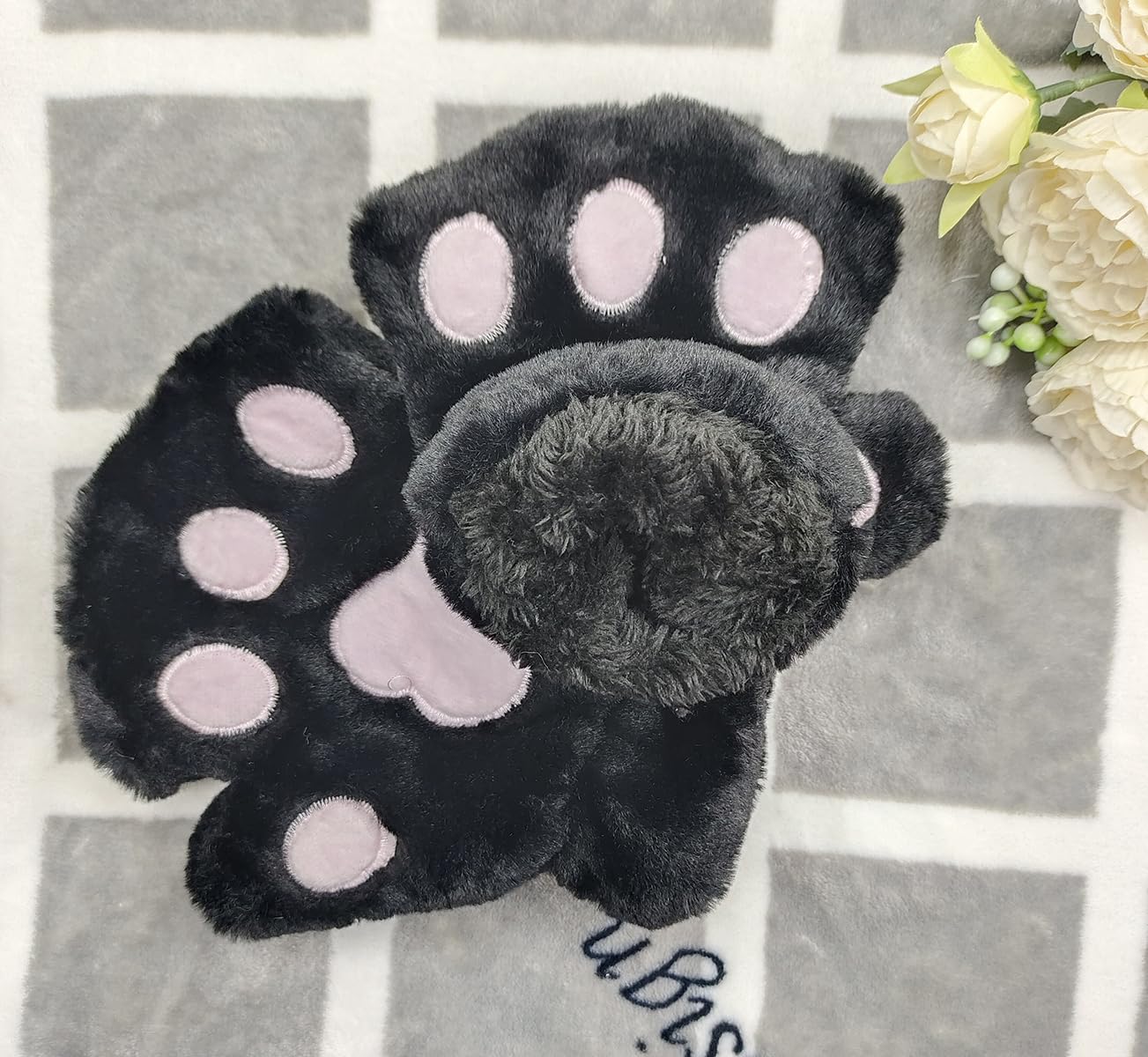 Dan Ching Women's Cat Paw Gloves - Adult Black Cat Costume Accessories