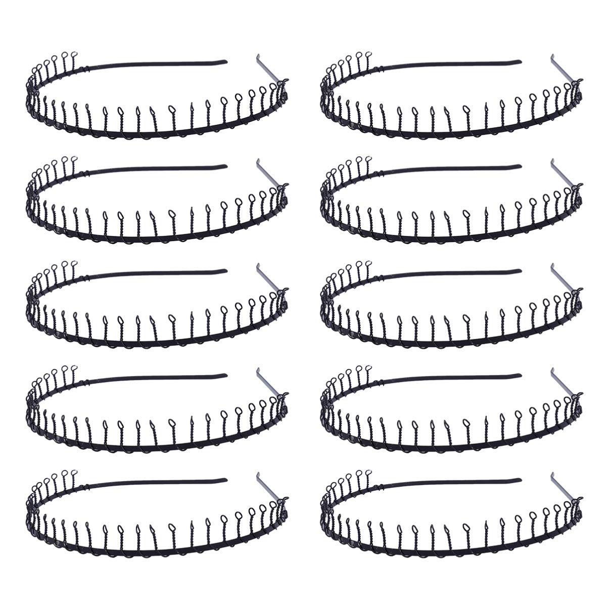 Lurrose 24Pcs Black Wire Teeth Headbands 31 Teeth Non-Slip Hair Hoop for Women Fashion Party Hair Accessory