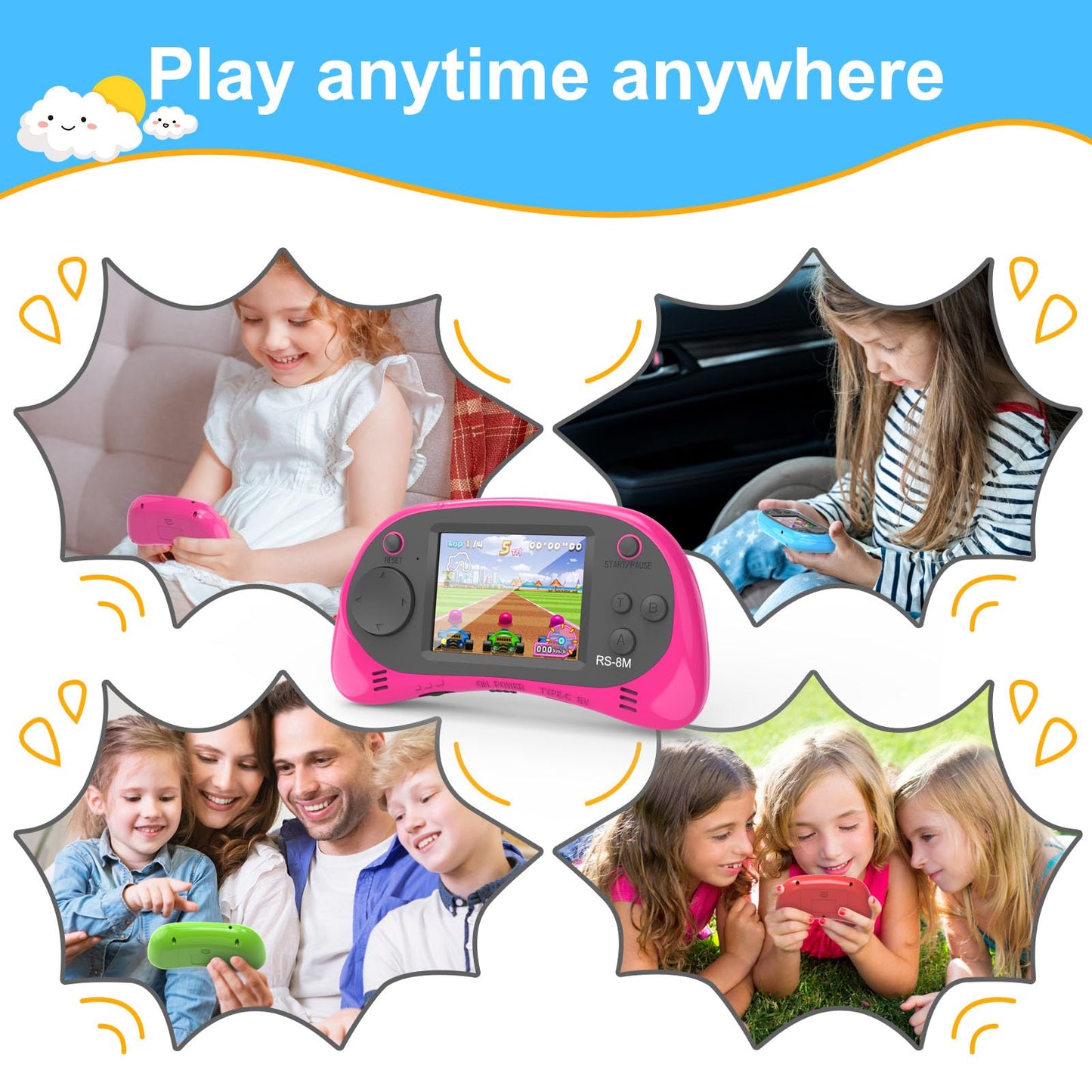 EASEGMER Kids Learning Game Console - 220 Educational Games for Ages 3-10, 2.5" HD Screen with Travel Case, Rechargeable & Durable, Perfect for Boys and Girls
