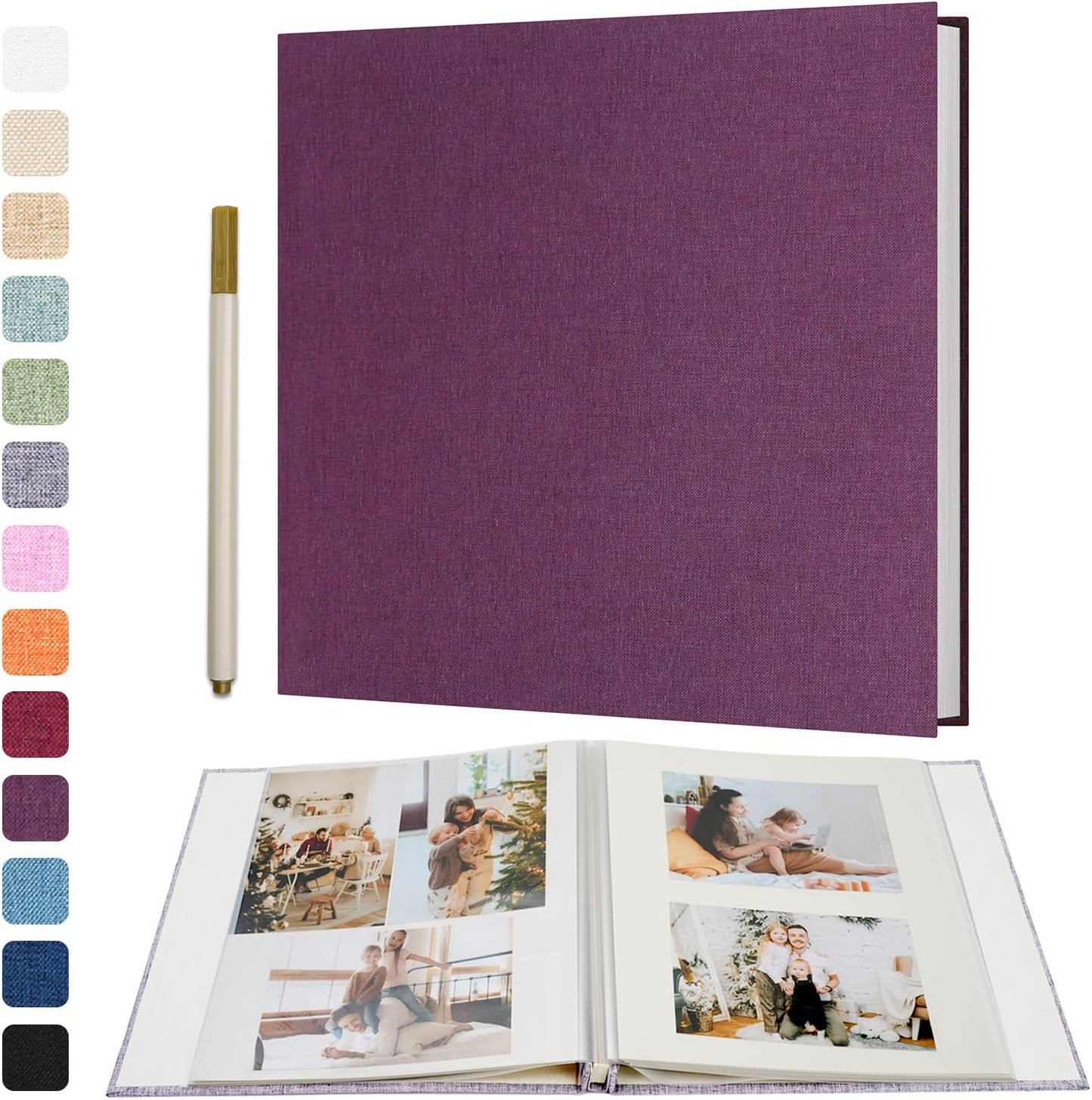 Vienrose Large Photo Album Self Adhesive for 4x6 8x10 10x12 Pictures Scrapbook Album DIY Scrap Book 40 Sticky Pages with A Metallic Pen 13"x12.6"40 Pages