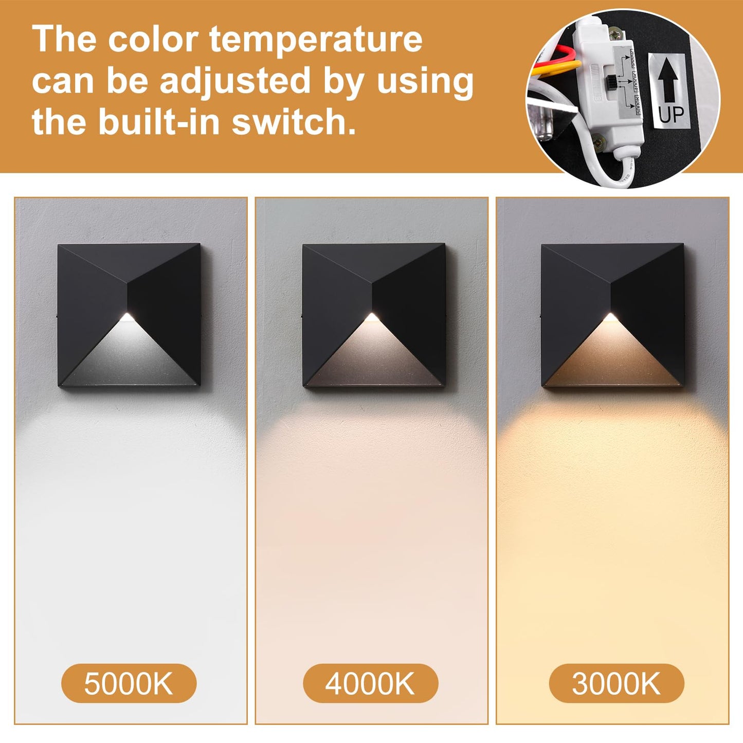 Outdoor Light Fixture Wall Mount With 3 Lighting Modes  Led Exterior Lighting Fixtures For Outside  Modern Front Porch Lights  Waterproof Black Wall Sconce For House  Patio  Garage  Doorway  Entryway