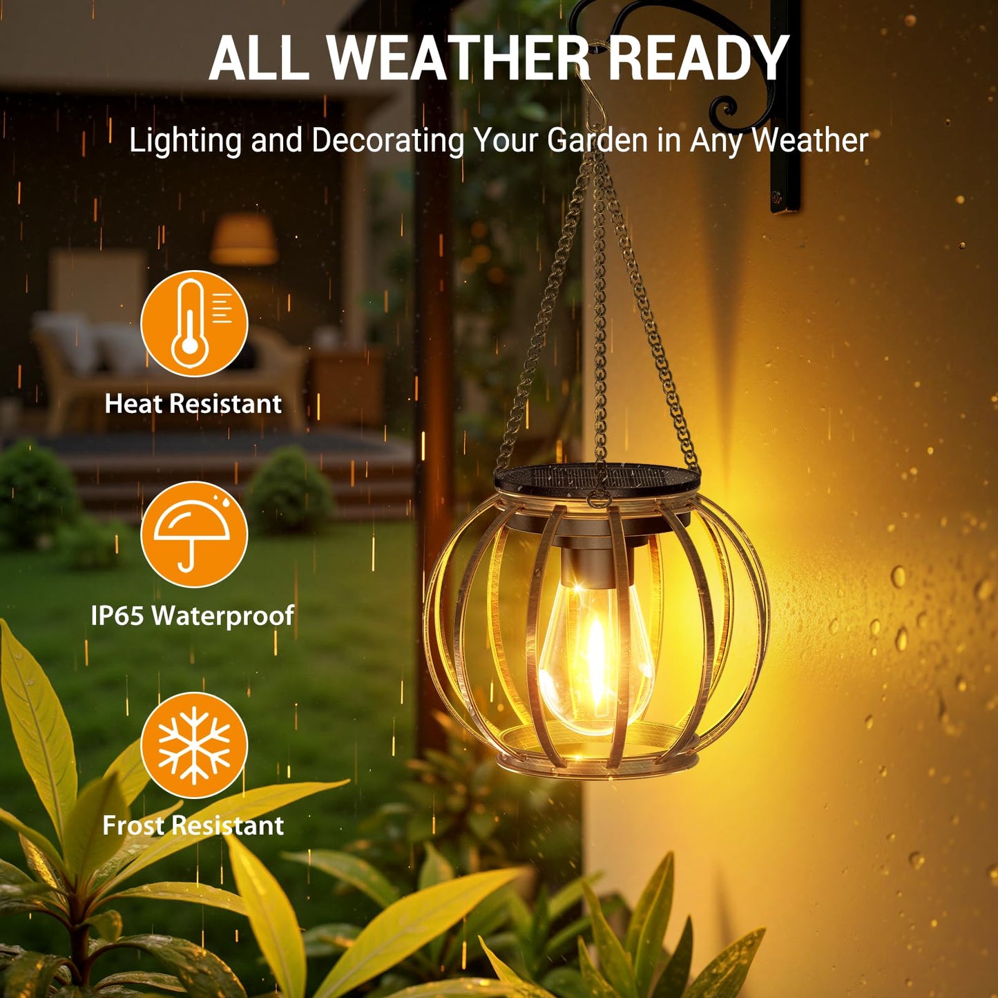 KOOPER Solar Lanterns Outdoor 4 Pack Bronze Metal Waterproof Hanging Lights TLL005