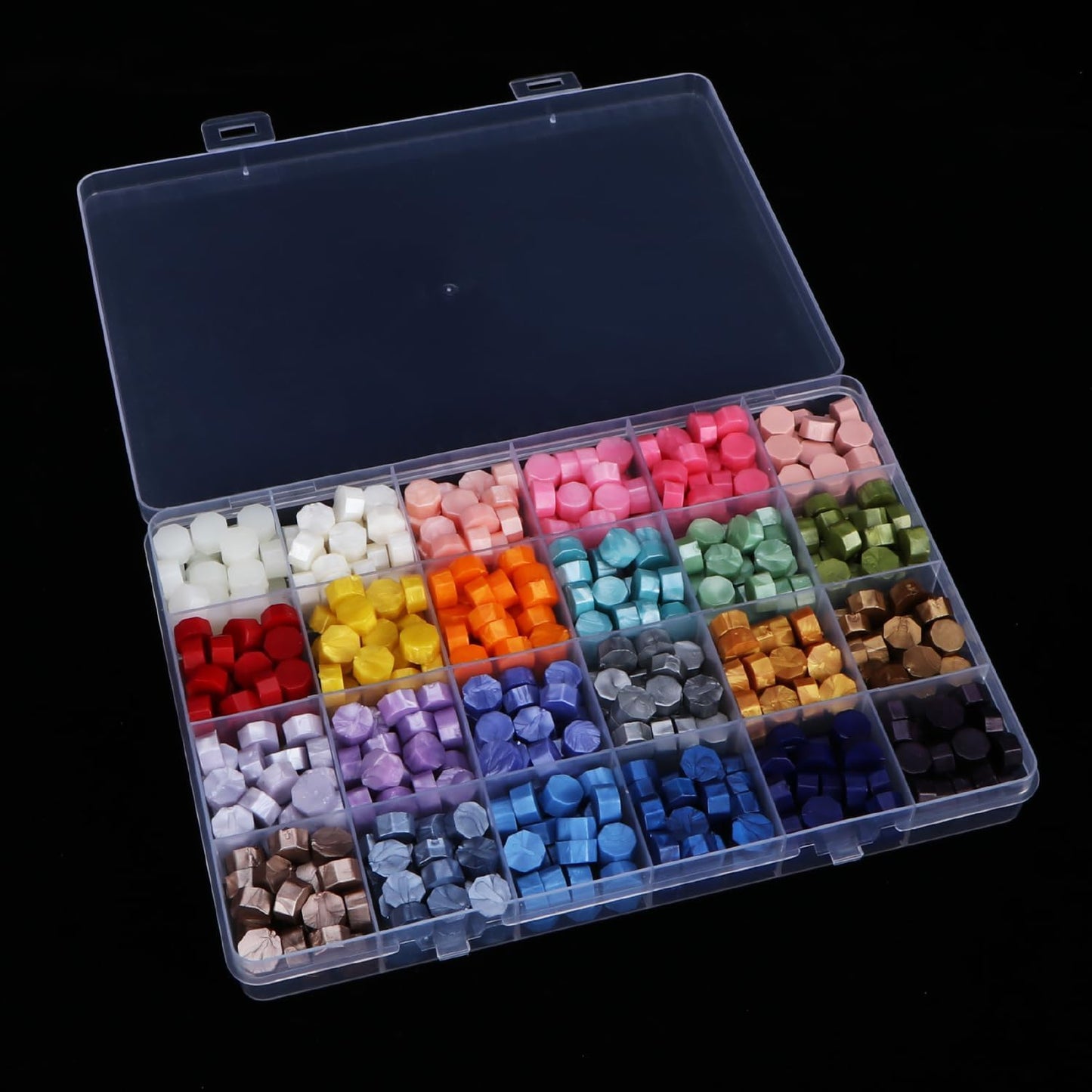2 Pack 24 Grids Clear Plastic Organizer Box Fixed Compartment Storage Container for Craft, Beads, Jewelry, Small Parts, Small Items