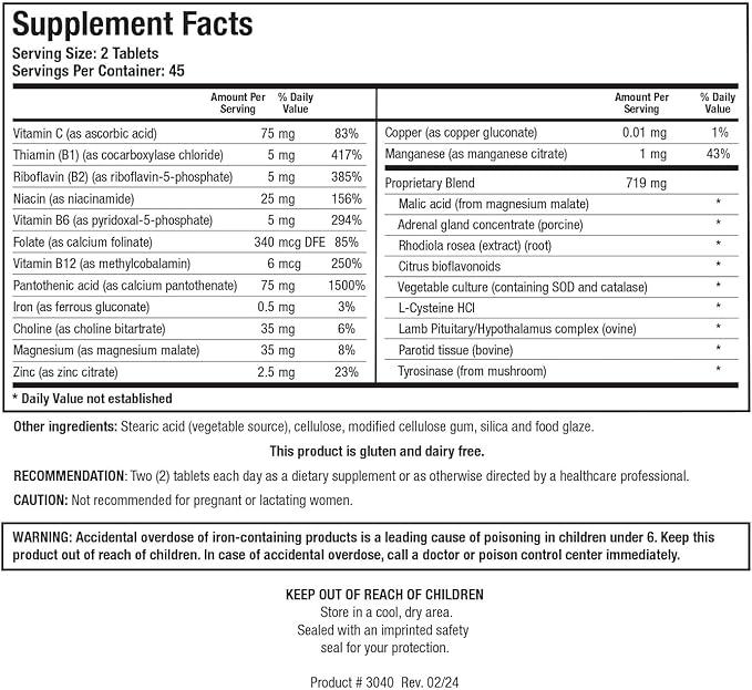 Biotics Research ADB5-Plus Support Healthy Adrenal Gland Function, Support Healthy Cortisol Levels, Positive Response to Stress, Healthy Energy Levels. 90 Tablets