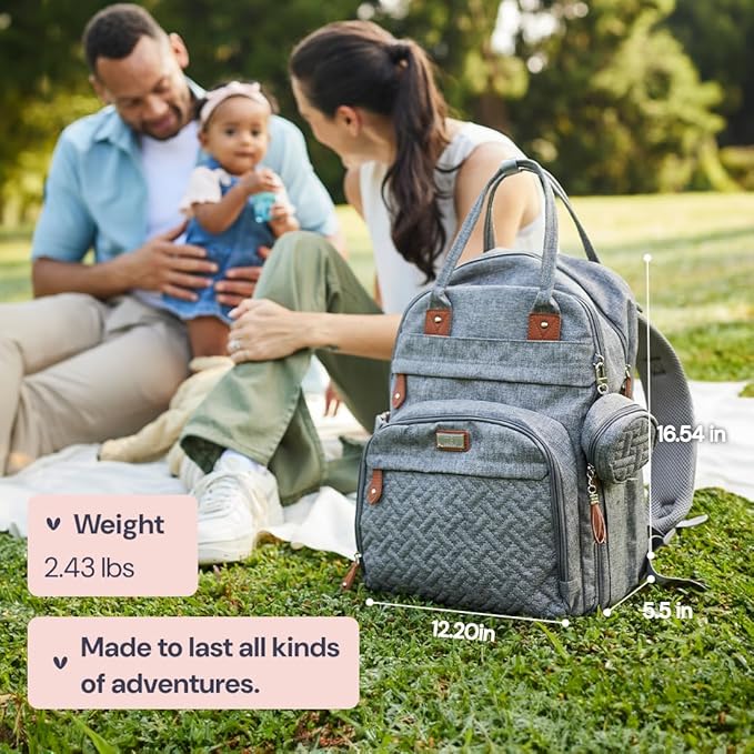 BabbleRoo Diaper Bag Backpack - Baby Essentials Travel Tote - Multi Function Water Resistant Diaper Bag, Travel Essentials Baby Bag with Changing Pad, Stroller Straps & Pacifier Case - Sea Animals