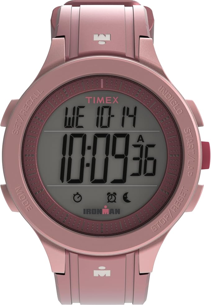 Timex Unisex Ironman Triathlon T200 42mm Watch - Pink Strap Digital Dial Pink Case