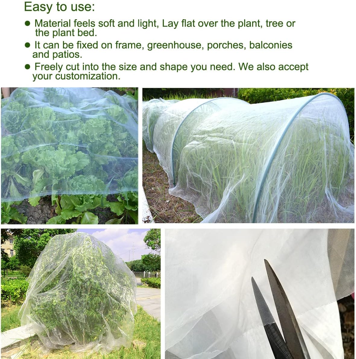 4Ft x 100Ft Mosquito Bug Insect Bird Fine Mesh Net Barrier Hunting Blind Garden Screen Netting for Protect Your Plant Fruits Flower