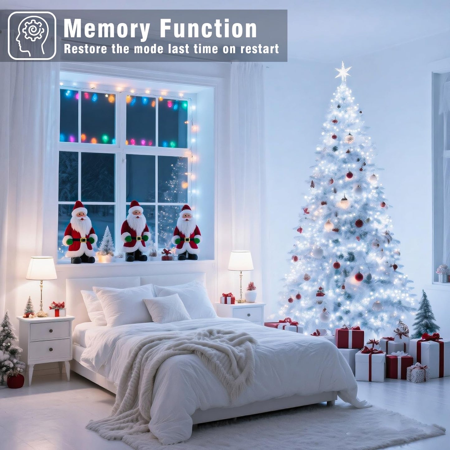Nielfoi 800 Led Christmas Lights Outdoor Indoor  Christmas String Lights Indoor With 8 Modes Waterproof  Plug In Twinkle Fairy Lights Clear Wire For Xmas Tree  Patio  Wedding  Party Decor  White
