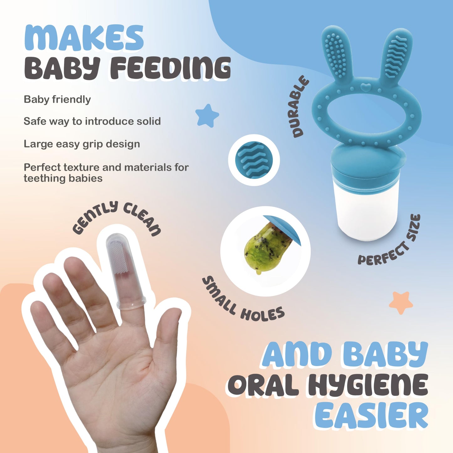 Bluubi Silicone Baby Feeding Set - Infant Tableware for First Foods & Baby, Led Weaning (0+ Months), Easy to Clean, Durable, Perfect for Baby Boy or Girl, Solid Feeding - Blue - Deluxe