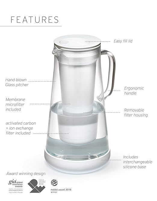 LifeStraw Home Pitcher Glass and Silicone Base 7 Cup Terrazzo