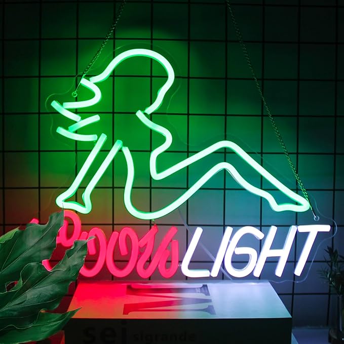 Crs Light Neon Sign Beer LED Signs for Man Cave Bar Decor Green Lady LED Neon Lights Signs Bar Neon Sign Wall Art Neon Light for Bedroom Beer Pub Man Cave Restaurant Party Decor