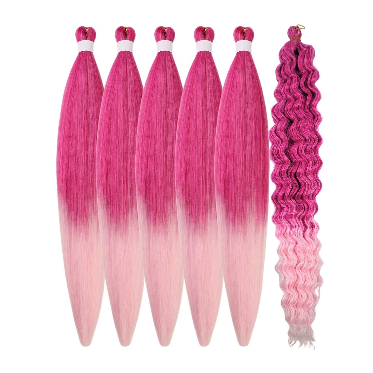 Pink Braiding Hair Pre Stretched Synthetic Boho Hair for Braiding Ombre Pink Boho Braids Hair for Women