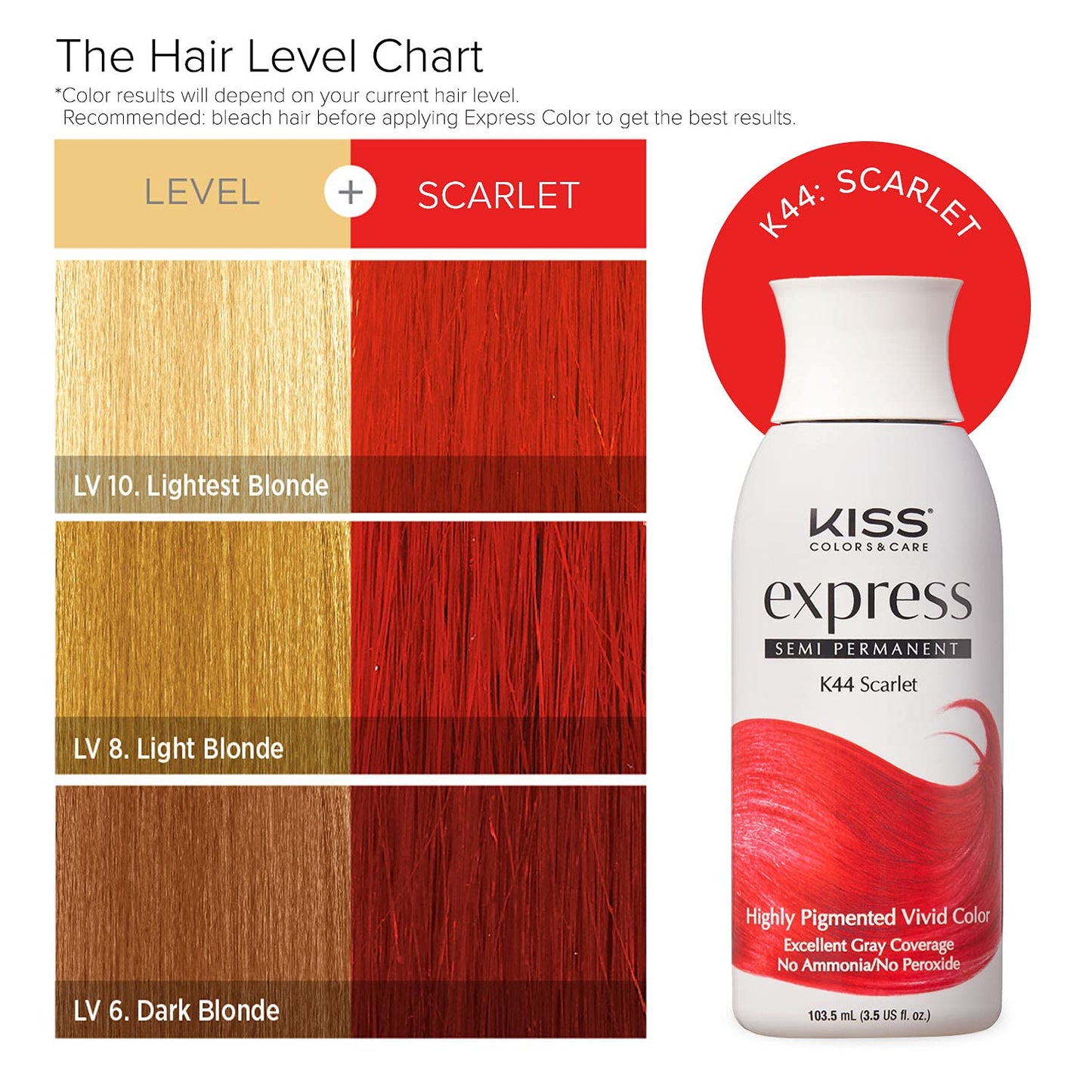 Kiss Express Semi-Permanent Hair Color - Vivid, Highly Pigmented Dye for Vibrant Hair, Gentle Formula, Gray Coverage, pH Balance