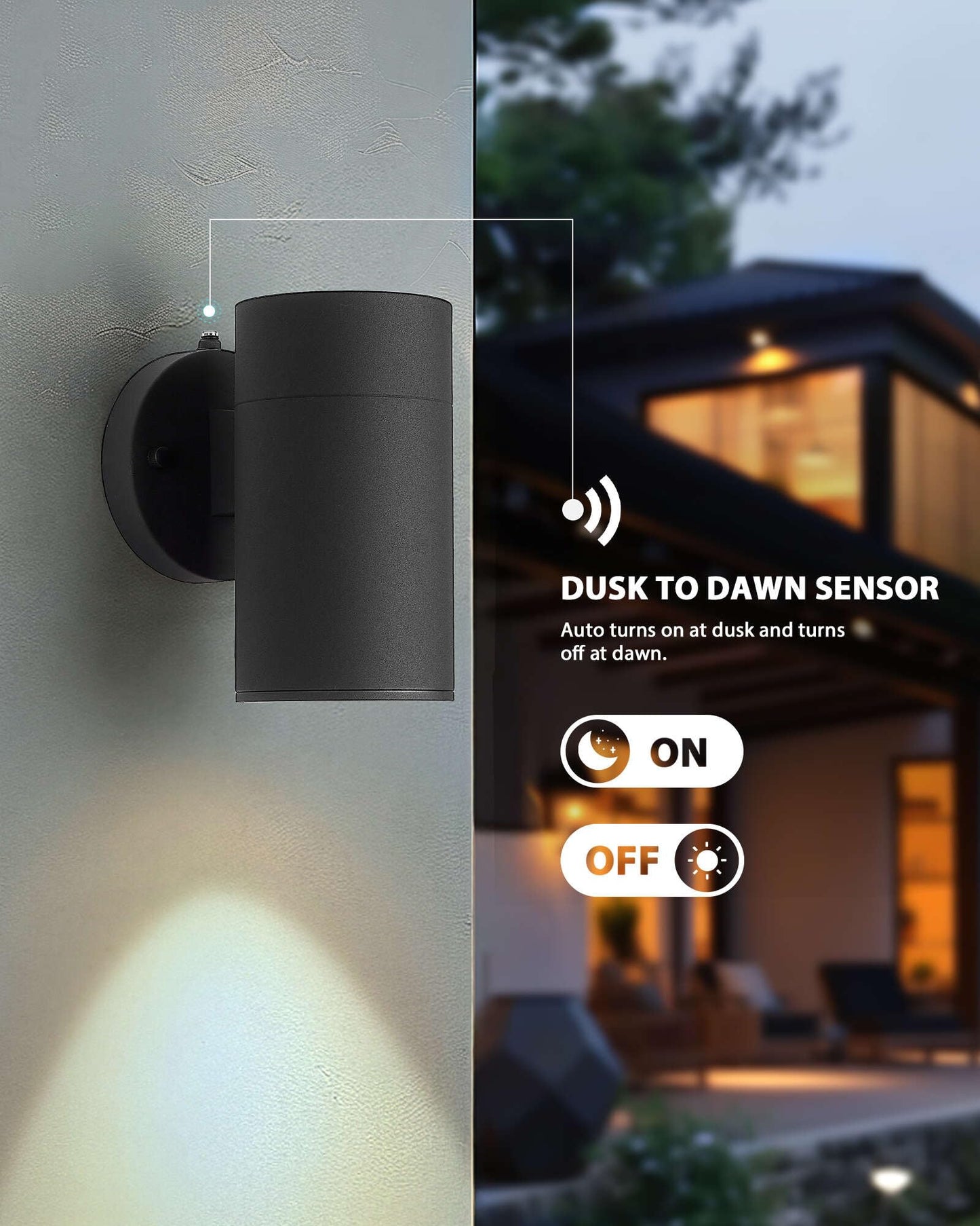 Ken & Ricky Dusk to Dawn Wall Lights, Matte Black, Aluminum, 2 Pack, with Glass Cover, Model KR3378-W-2PK-B