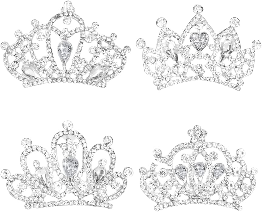 Mini Tiaras Crown with Hair Comb Mini Tiara Bulk Crown Princess Crystal Shiny Tiaras Headbands for Women Hair Accessories ...