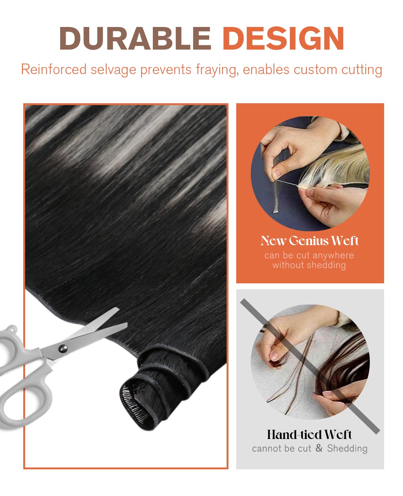 Sunny Hair Genius Weft Human Hair Extensions Black Ombre Sew in Hair Extensions Real Human Hair Black Roots to Silver Grey Sew I