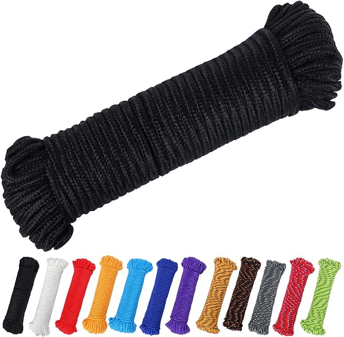 PerkHomy 90 ft 1/4 inch (7mm) Polyester Rope (Nylon - Like Durability) Poly Flag Pole Clothes Line Camping Utility Good fo...