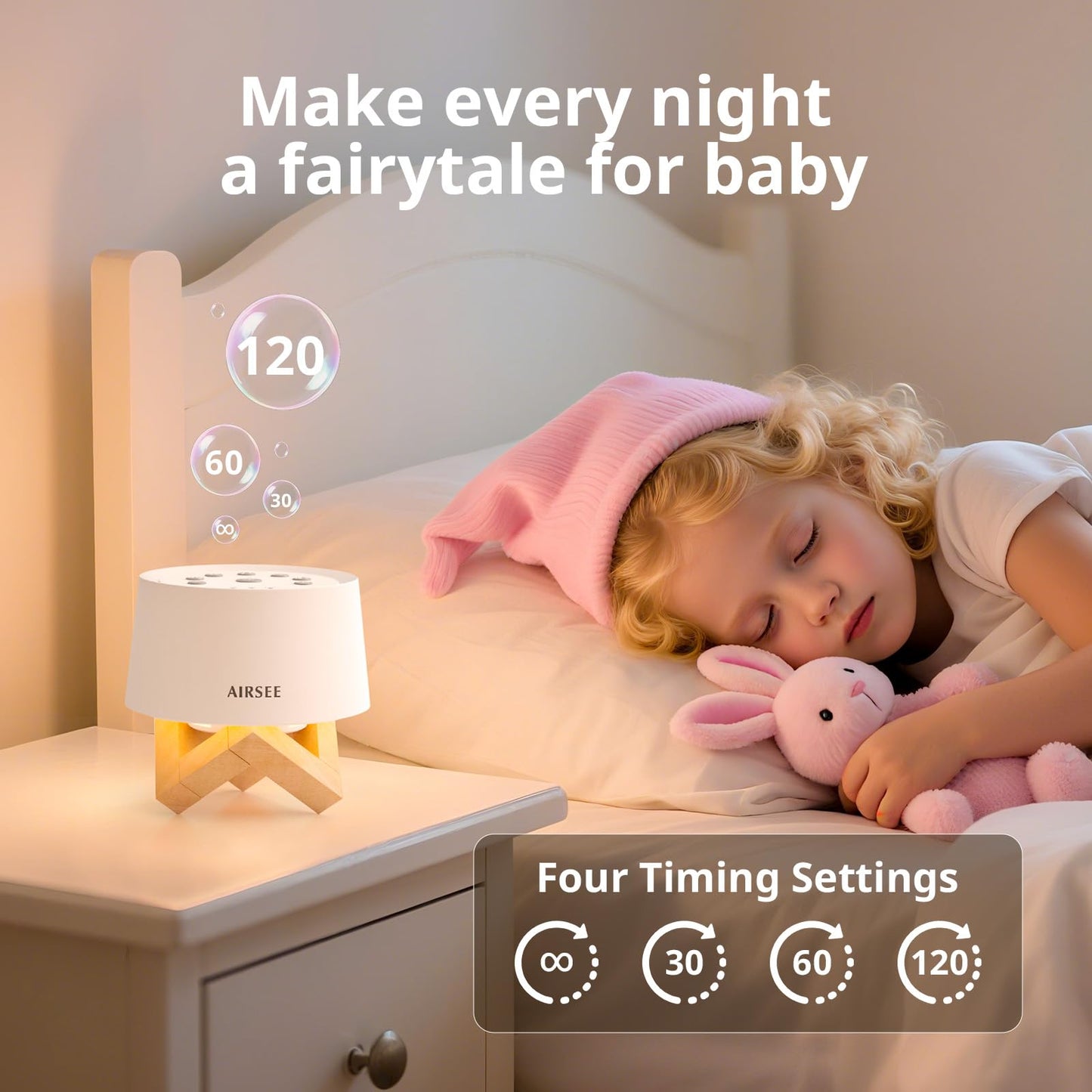 AIRSEE White Noise Sound Machine for Baby Adults, 31 Soothing Sounds 2000mAh Battery 4-Level Night Light Sound Machine, Timer & Memory Function 32 Volume Levels Sleep Machines for Home Office Travel