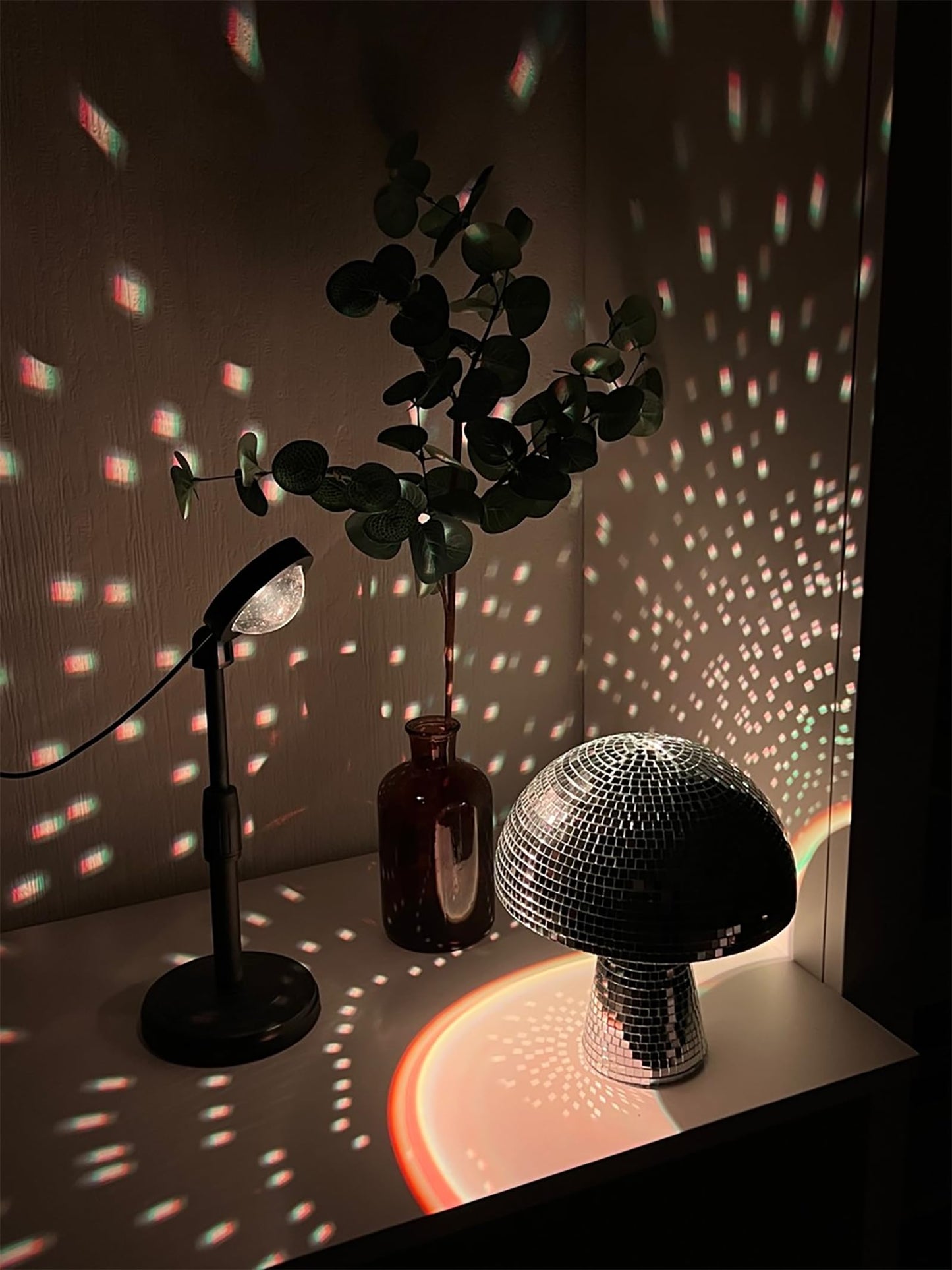 Yeehlmer Creative Mushroom Disco Ball For Party Table Decor Mirror Retro Handmade Disco Ball Mushroom Shape Home Art Decorations Bar Ornaments (Silver M(7))
