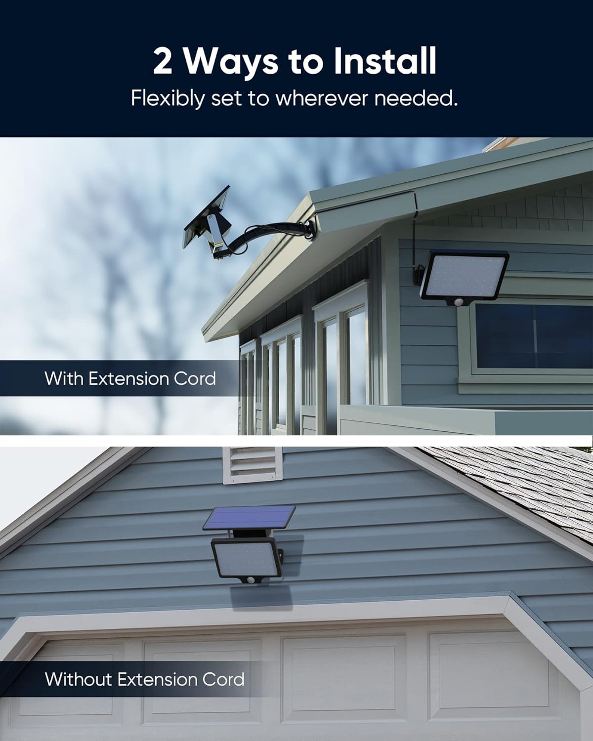 JACKYLED Solar Flood Lights Outdoor, 1000 Lumens, Motion Sensor, 48 LED, IP65 Waterproof, 3 Modes, Black, Model JACKYLED756