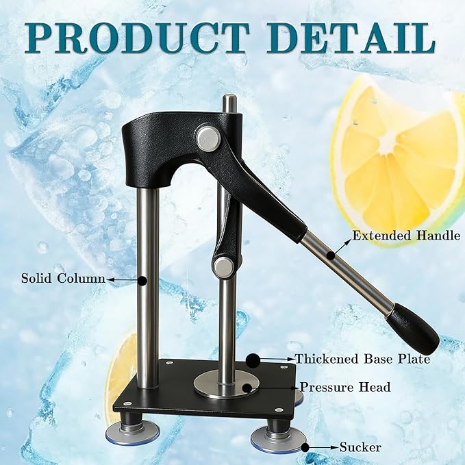 Black Heavy Duty Hand Juicer Press,Metal Lemon Squeezer with 520ML Stainless Steel Cup for Efficient Citrus Juicing,Nut Press Machine
