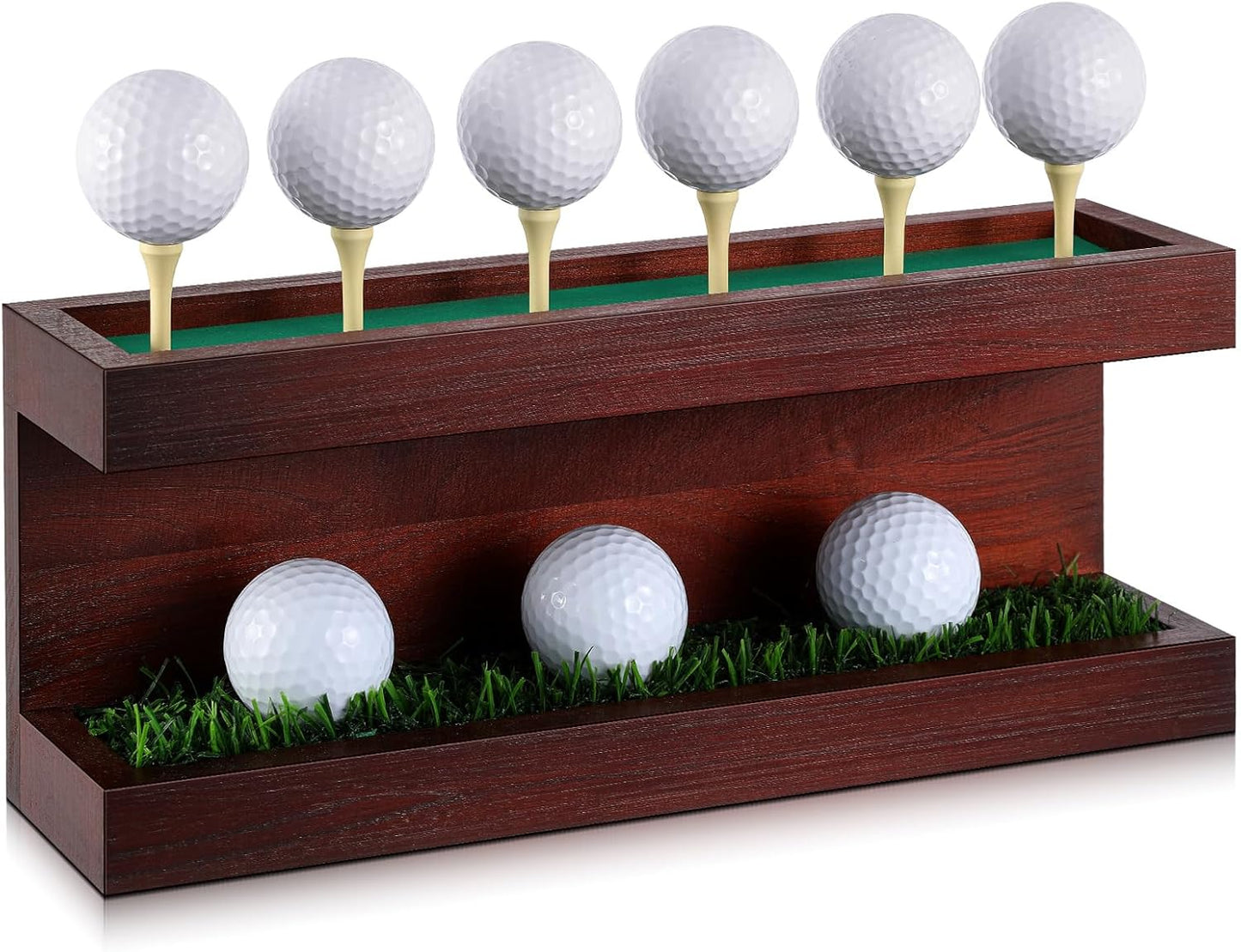 Menkxi Rustic Wood Golf Ball Holder 12.5 x 3 Inch Wall Mounted Vintage Display Stand Floating Shelf with Golf Tees for Christmas Storage Party Decor Supplies